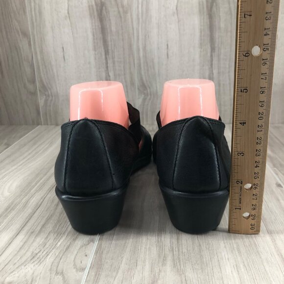 Aerosoles Sandals Womens 10 Black Leather Slip On Close Toe Shoes - Picture 9 of 11